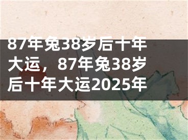 87年兔38岁后十年大运，87年兔38岁后十年大运2025年