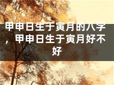 甲申日生于寅月的八字,甲申日生于寅月好不好