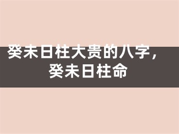癸未日柱大贵的八字，癸未日柱命