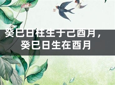 癸巳日柱生于己酉月，癸巳日生在酉月