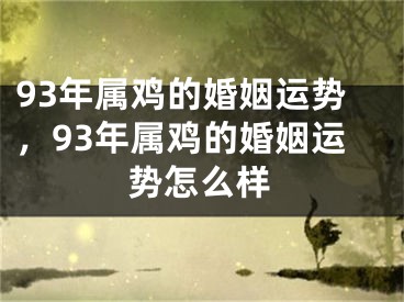 93年属鸡的婚姻运势，93年属鸡的婚姻运势怎么样