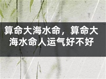 算命大海水命,算命大海水命人运气好不好