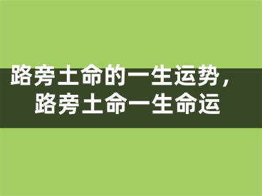路旁土命的一生运势，路旁土命一生命运