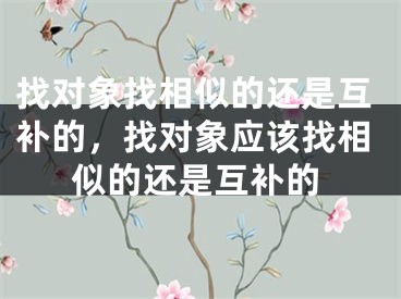 找对象找相似的还是互补的,找对象应该找相似的还是互补的