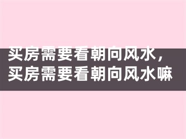 买房需要看朝向风水，买房需要看朝向风水嘛