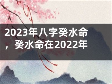 2023年八字癸水命，癸水命在2022年