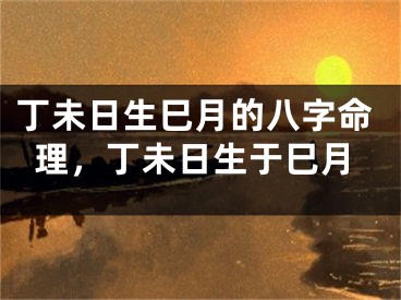 丁未日生巳月的八字命理，丁未日生于巳月