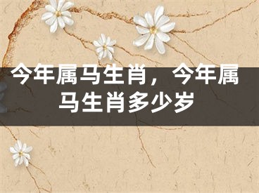 今年属马生肖，今年属马生肖多少岁
