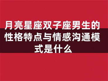 月亮星座双子座男生的性格特点与情感沟通模式是什么