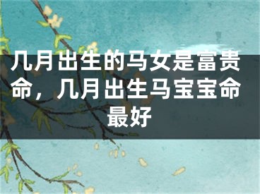 几月出生的马女是富贵命，几月出生马宝宝命最好