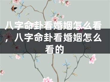 八字命卦看婚姻怎么看，八字命卦看婚姻怎么看的