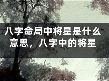 八字命局中将星是什么意思，八字中的将星