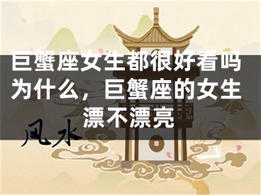 巨蟹座女生都很好看吗为什么,巨蟹座的女生漂不漂亮