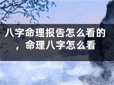 八字命理报告怎么看的,命理八字怎么看