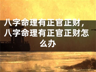 八字命理有正官正财，八字命理有正官正财怎么办
