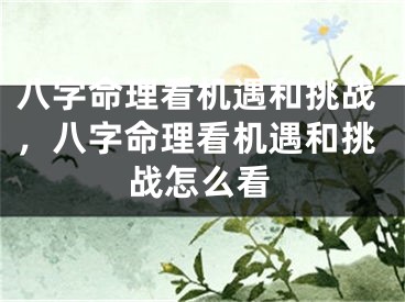 八字命理看机遇和挑战,八字命理看机遇和挑战怎么看