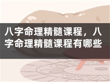 八字命理精髓课程，八字命理精髓课程有哪些
