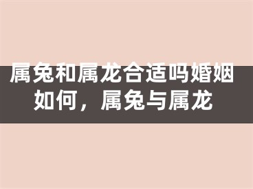 属兔和属龙合适吗婚姻如何,属兔与属龙