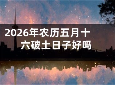 2026年农历五月十六破土日子好吗