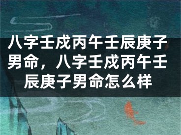 八字壬戍丙午壬辰庚子男命，八字壬戍丙午壬辰庚子男命怎么样