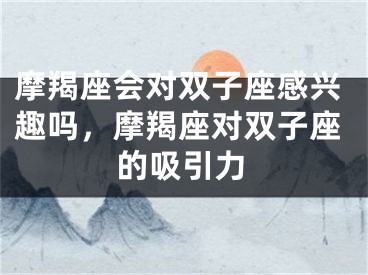 摩羯座会对双子座感兴趣吗,摩羯座对双子座的吸引力