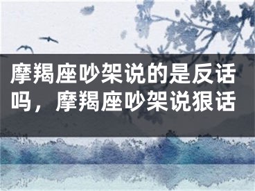 摩羯座吵架说的是反话吗,摩羯座吵架说狠话