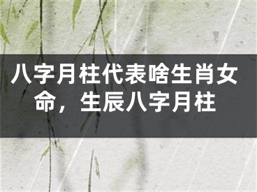 八字月柱代表啥生肖女命,生辰八字月柱