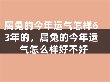 属兔的今年运气怎样63年的，属兔的今年运气怎么样好不好