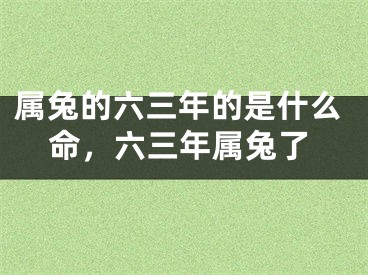 属兔的六三年的是什么命,六三年属兔了
