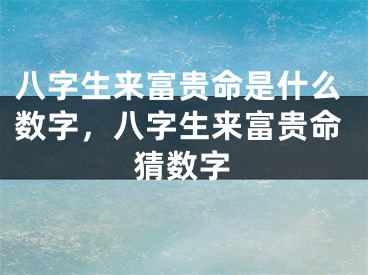 八字生来富贵命是什么数字,八字生来富贵命猜数字