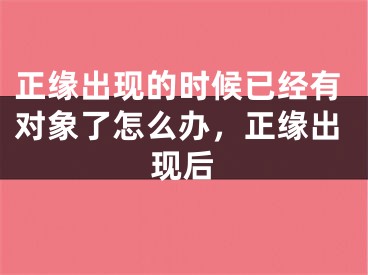 正缘出现的时候已经有对象了怎么办,正缘出现后
