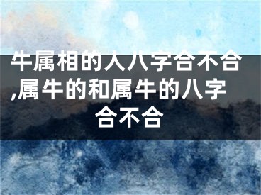牛属相的人八字合不合,属牛的和属牛的八字合不合