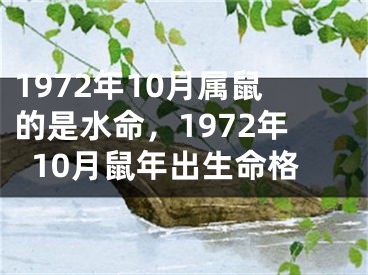 1972年10月属鼠的是水命，1972年10月鼠年出生命格