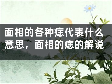 面相的各种痣代表什么意思,面相的痣的解说