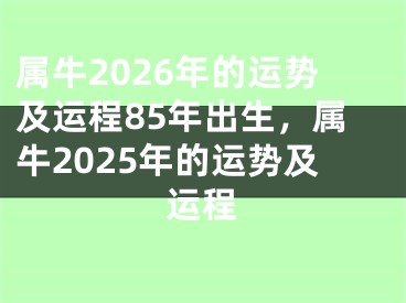 属牛2026年的运势及运程85年出生，属牛2025年的运势及运程