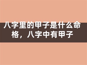 八字里的甲子是什么命格,八字中有甲子