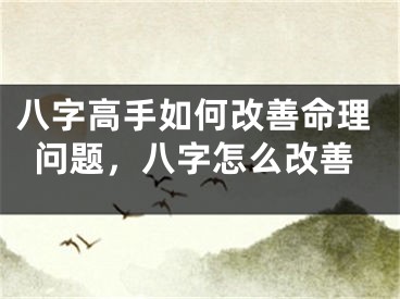 八字高手如何改善命理问题,八字怎么改善