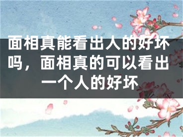 面相真能看出人的好坏吗,面相真的可以看出一个人的好坏
