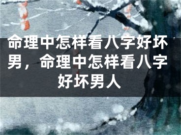 命理中怎样看八字好坏男,命理中怎样看八字好坏男人