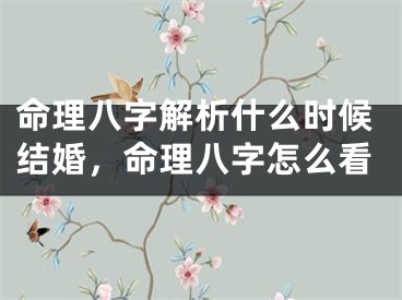 命理八字解析什么时候结婚,命理八字怎么看