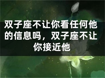 双子座不让你看任何他的信息吗，双子座不让你接近他