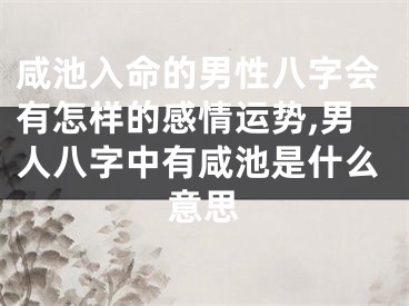 咸池入命的男性八字会有怎样的感情运势,男人八字中有咸池是什么意思