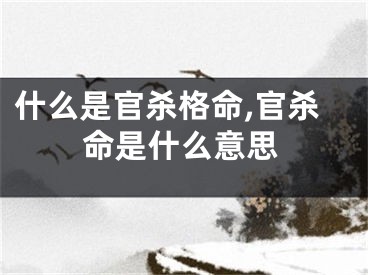 什么是官杀格命,官杀命是什么意思