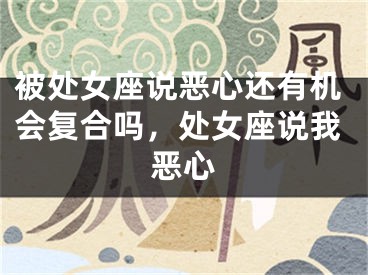 被处女座说恶心还有机会复合吗,处女座说我恶心