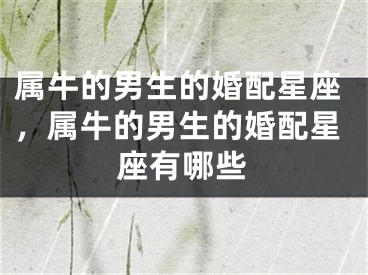 属牛的男生的婚配星座，属牛的男生的婚配星座有哪些