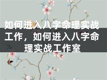 如何进入八字命理实战工作,如何进入八字命理实战工作室