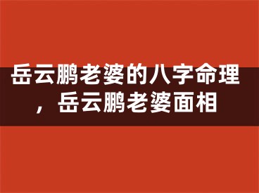 岳云鹏老婆的八字命理,岳云鹏老婆面相