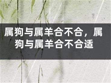 属狗与属羊合不合,属狗与属羊合不合适