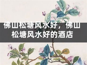佛山松塘风水好,佛山松塘风水好的酒店