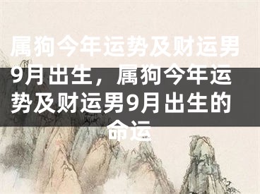 属狗今年运势及财运男9月出生,属狗今年运势及财运男9月出生的命运